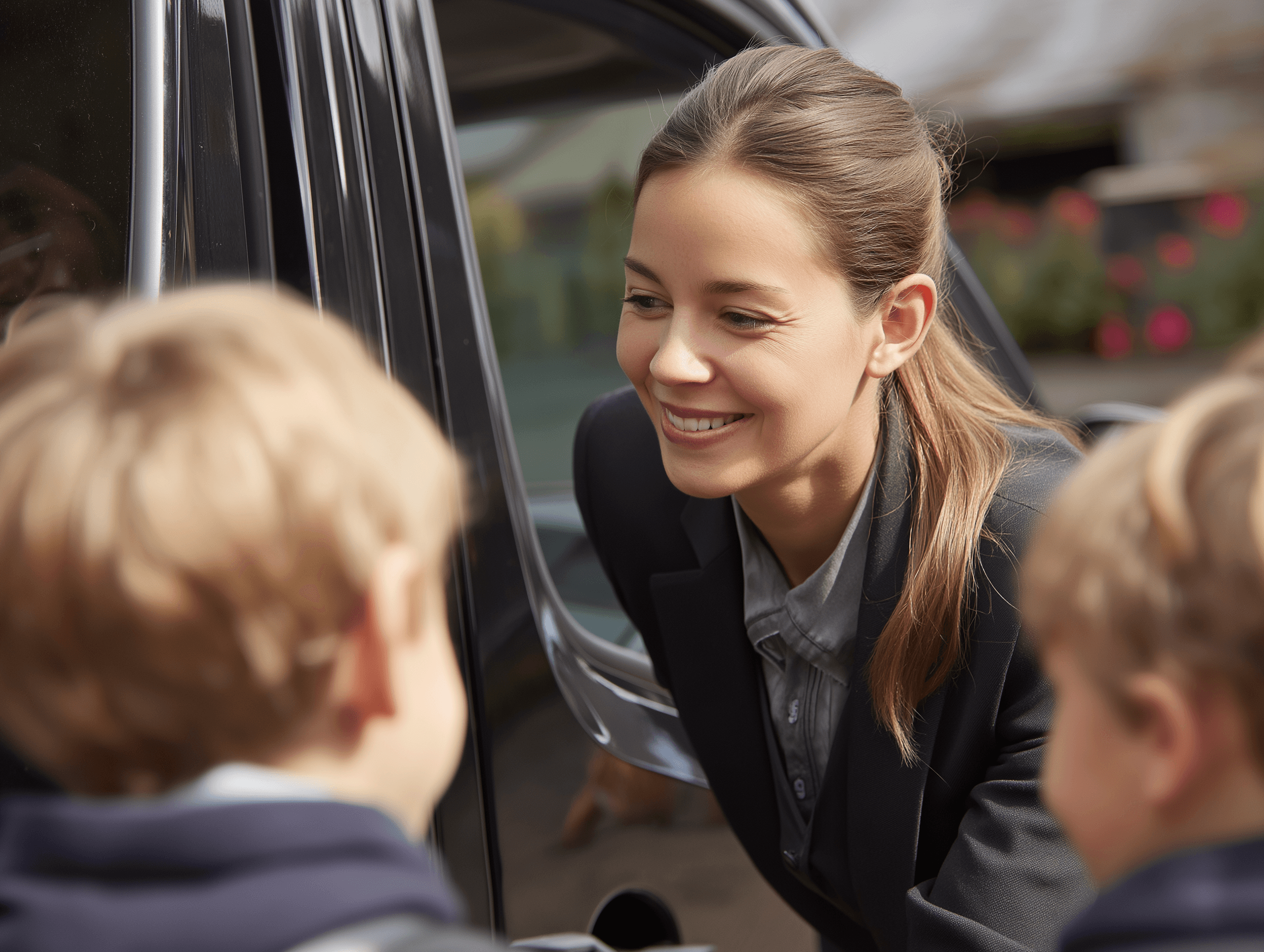 Driver's hand on steering wheel